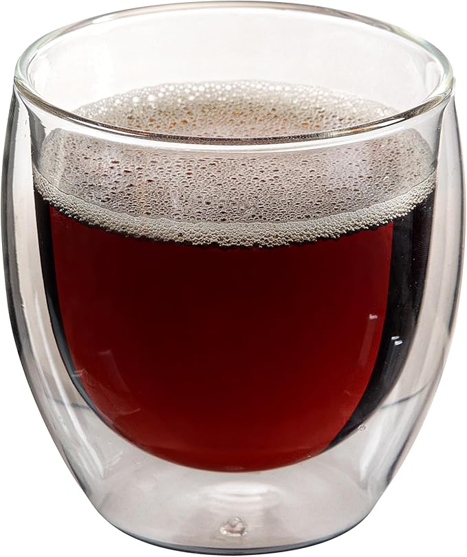 Restaurantware-Forma Professional 8.5 Ounce Double Wall Coffee Cups, 2 Insulated Latte Glasses - Dishwashable, Reusable, Clear Glass Beverage Cups, Freezable, For Hot Or Cold Beverages