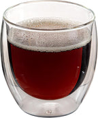 Restaurantware-Forma Professional 8.5 Ounce Double Wall Coffee Cups, 2 Insulated Latte Glasses - Dishwashable, Reusable, Clear Glass Beverage Cups, Freezable, For Hot Or Cold Beverages