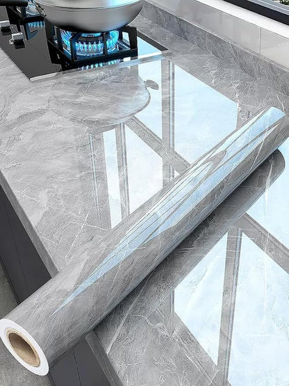 Marble Contact Paper 15.7" x 393" Grey Wallpaper Marble Peel and Stick Wallpaper by Unknown