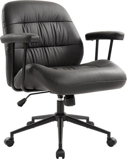 IWMH Leather Office Chair with Removable Armrests，Mid-Back Ergonomic Desk Chair - Image 9