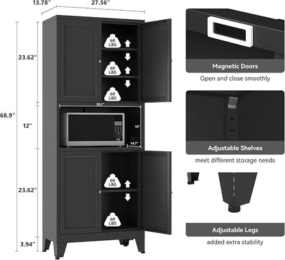 YAUWOH 69" Tall Metal Pantry Cabinet - Image 3