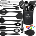 18 Pcs Cooking Utensils Set, Kitchen Utensils Set with Utensil Holder, 446°F Heat Resistant Silicone Spatula Set, Kitchen Gadgets Tools Set for Nonstick Cookware BPA FREE