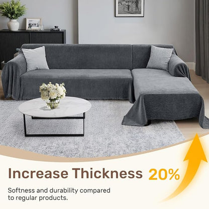 2 Pieces Sectional Couch Covers L Shaped Cover L Dark Gray | Thick Washable - Image 3