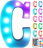 Foaky Colorful LED Letter Lights with Remote,Marquee Light Up Letters Sign for Night Light Wedding/Birthday Party Battery Powered Christmas Lamp Home Bar Decoration(C)