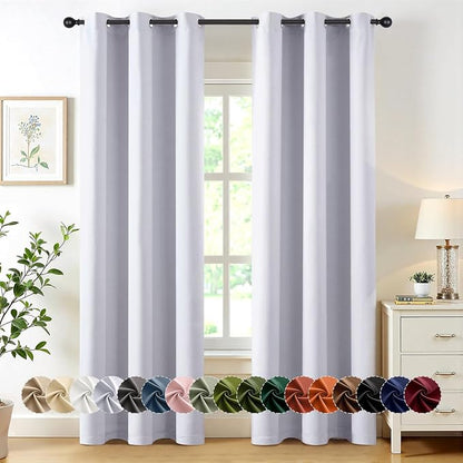 MIULEE Blackout Curtains for Bedroom 2 Panels 40x84 Inch Long Greyish White | by MIULEE