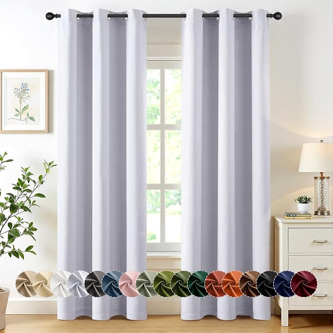 MIULEE Blackout Curtains for Bedroom 2 Panels 40x72 Inch Long Greyish White | by MIULEE