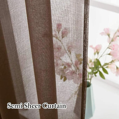 MIULEE Chocolate Brown Linen Textured Sheer Curtains 54W×63L - Image 5