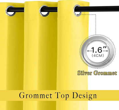 NICETOWN Bright Yellow Blackout Curtains 84 inch Long - Image 2