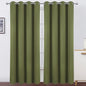 Olive Green Blackout Curtains/52 x 84 Inch Long/Set of 2 Curtain Panels/Thermal by Lemomo