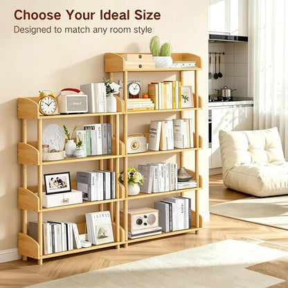 4-Tier Wooden Bookshelf, Modern Open Bookcase - Image 7