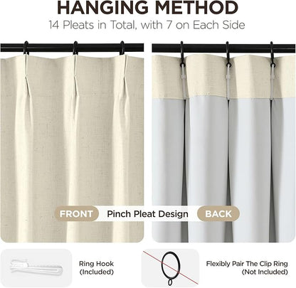 Joydeco Pinch Pleated Linen Curtains - Image 3
