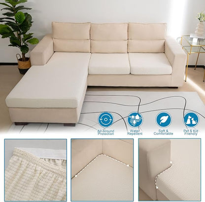 Water Repellent Couch Cushion Cover 3 Pieces Sofa Seat Cushion Covers, Stretch - Image 6