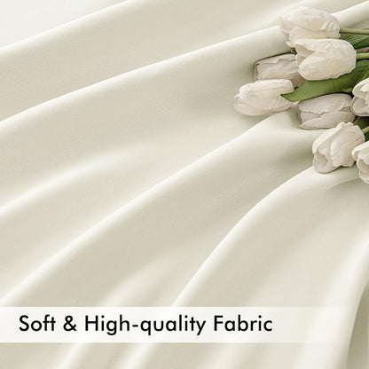 MIULEE Cream Back Tab Blackout Curtains 52x96 Inch Long 2 Panels Set | Rod - Image 6