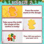 Leesgel Christmas Cookie Cutters, 3D Christmas Holiday Cookie Cutters Shapes with Santa/Xmas Tree/House/Deer, Christmas Party Decorations Ornaments