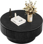 Round Coffee Table for Living Room, Fluted Drum Accent Tea Center Table by Unknown