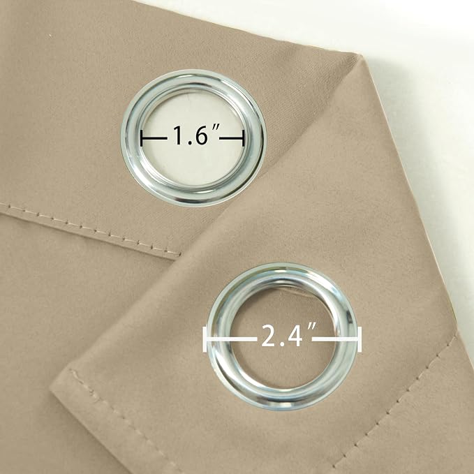 Blackout Curtains 40 x 63 inch/Beige Curtains Set of 2 Panels/Thermal Insulated - Image 5