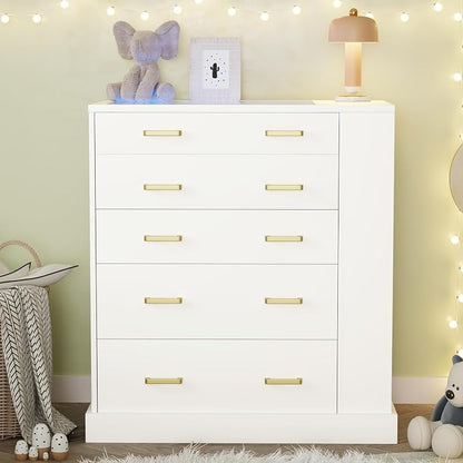 Drawer Dresser with LED Lights and Open Shelves, Modern Tall Chest of Drawers - Image 9