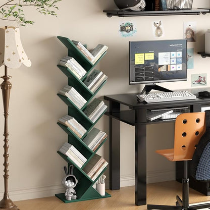 SHEEPAM 10 Tier Tree Book Shelf, Floor Standing Wood Bookshelf - Image 7