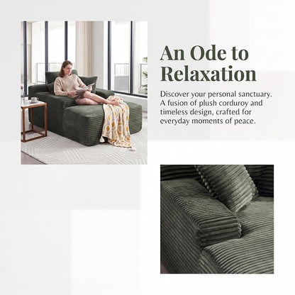 Oversized Boneless Chaise Sofa Bed, Corduroy Chaise Lounge Chair Indoor - Image 4