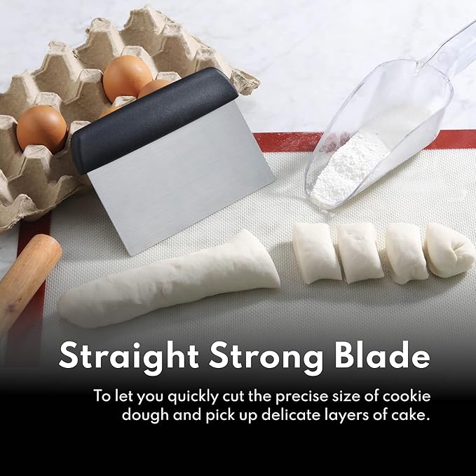 New Star Foodservice Plastic Handle Dough Scraper, 6 by 3-Inch, Black