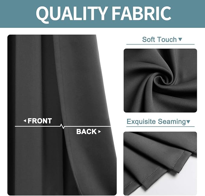ChrisDowa Blackout Curtains for Bedroom and Living Room 45 Inches Long | 2 - Image 3