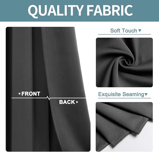 ChrisDowa Blackout Curtains for Bedroom and Living Room 70 Inches Wide | 2 - Image 3