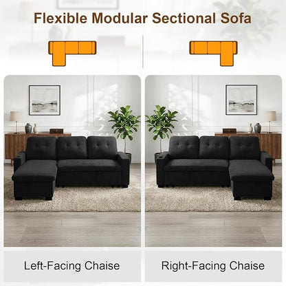 KCGKCG 82" L Shaped Sleeper Sofa Bed, Pull Out Sectional Couch - Image 7