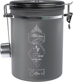 Coffee Canister – Airtight Stainless Steel Storage Container with Date Tracker & Scoop, Sealed Jar for Grounds, Beans, Tea, Flour, Cereal, and Sugar (Gray Home, 22OZ)
