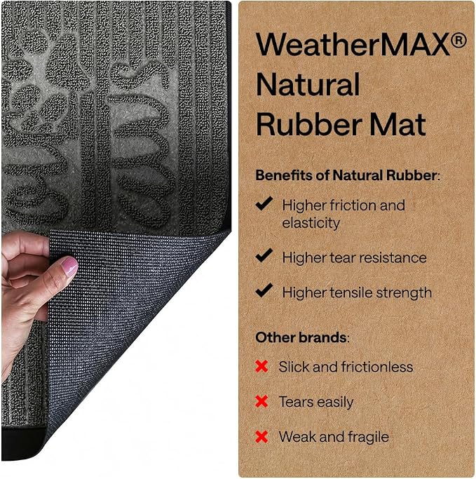 GORILLA GRIP 100% Waterproof All-Season WeatherMAX Doormat, US Designed Natural - Image 6