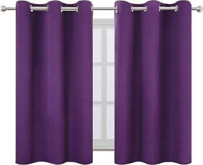 Purple Blackout Curtains 34 x 54 Inch Length/Set of 2 Curtain Panels/Thermal - Image 2