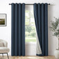 100% Blackout Linen Textured Curtains 90 Inch Long, Light Blocking, Thermal by 100BlackoutShield