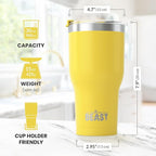 Beast 30 oz Tumbler Stainless Steel Vacuum Insulated Coffee Ice Cup Double Wall Travel Flask (Lemon)