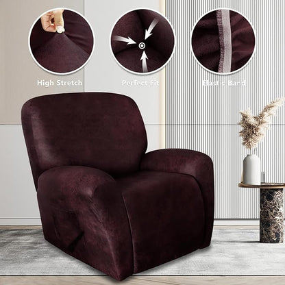 ANARACHON Leather Like Recliner Chair Covers Heavy Duty, 4 Pieces Recliner Cover - Image 5