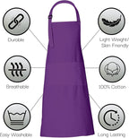 RAJRANG 100% Cotton Cooking Apron with 3 Pockets Kitchen Chef BBQ Adjustable Bib Aprons for Women Men