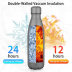 Insulated Water Bottle,17oz Stainless Steel Water Bottles with straw lid,Metal Sports Thermos Water Bottles for Boys,Girls,Double Wall Vacuum BPA-Free Flask for School, Sports (Grey)