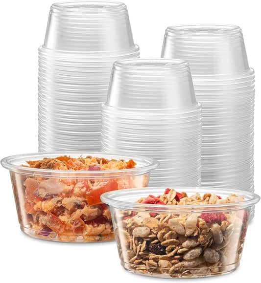 3.25 oz - 200 Cups Clear Disposable Plastic Portion Cups No Lids, Small Containers For Portion Controll, Jello Shots, Meal Prep, Sauce Cups, Slime, Condiments, Medicine, Dressings,