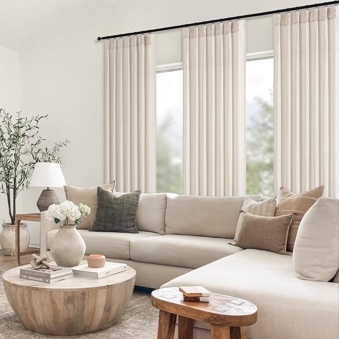 Topfinel Pinch Pleated Curtains 90 Inches Long 2 Panels Set, Ivory Beige Semi - Image 8