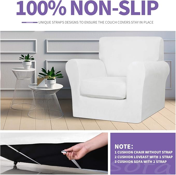 ZNSAYOTX Oversized Velvet Couch Cover 4 Piece Stretch Sofa Covers - Image 5