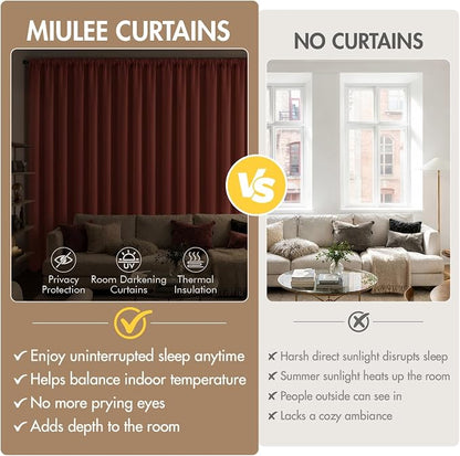 MIULEE Set of 4 Burnt Orange 45 Inch Short Blackout Kitchen Window Curtains | - Image 8