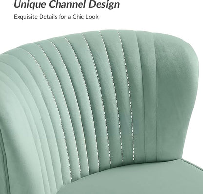 HULALA Home Velvet Accent Chair Set of 2, Modern Armless Upholstered Side Chair - Image 3