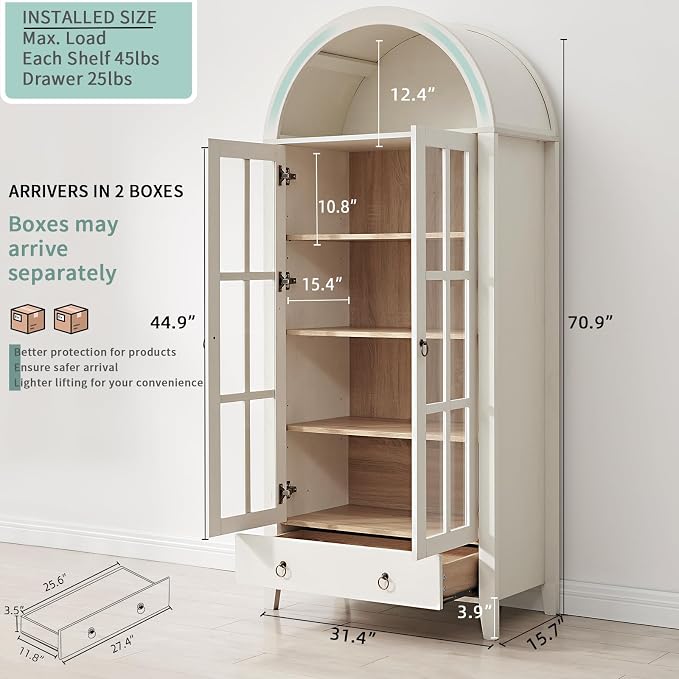 RowyPoey Farmhouse Arched Cabinet - Image 2