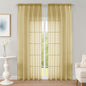 Gold Sheer Curtain 90 Inches Long 2 Panels Set, Solid Filmy Drapes by OWENIE