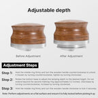 58mm Coffee Distributor Espresso Distribution Tool, Stainless Steel Coffee Distributor with Rosewood Wood Handle, Adjustable Depth Professional Espresso Leveler Tool for 58mm Portafilter