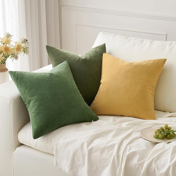 MIULEE Gold Chenille Couch Throw Pillow Covers, 18x18 | Set of 2, Soft - Image 5