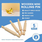 Wooden Mini Rolling Pin, 5 Inches Long, Pack of 100, Great for in The Kitchen, Play-doh, Crafting and Imaginative Play, by Woodpeckers