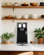 Compatible Coffee Maker with Hot and Cold Brewing, 120V 1300W Single Serve Machine with Scoop Filter for Ground Coffee and Tea, Black