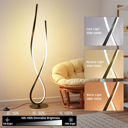 NUÜR Spiral Floor Lamp, Arched Bright Floor Lamps - Image 4
