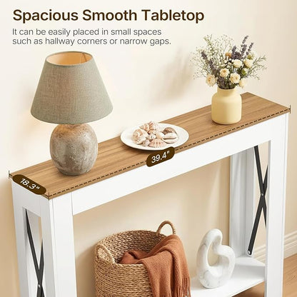 YATINEY Farmhouse Console Table, 39.4'' Small Narrow Entryway Table, Wood Couch - Image 6