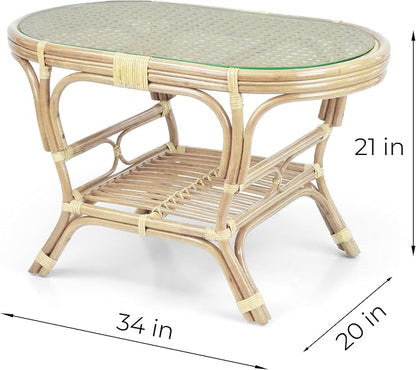 Malibu Lounge Set of 4: 2 Natural Rattan Wicker Chairs, Three-Seater Sofa and - Image 5