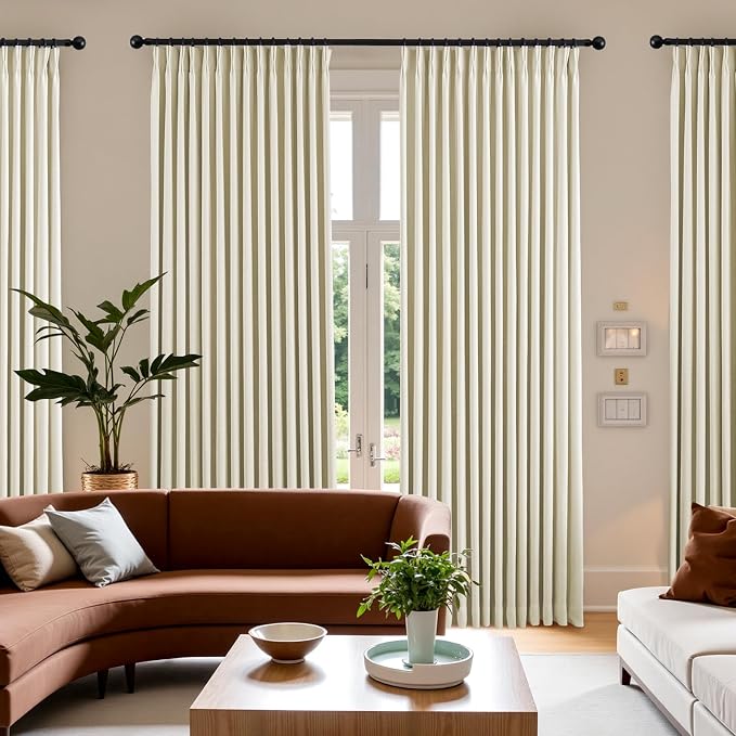 Pinch Pleated Linen Curtains 100% Blackout 102 Inches Long - Image 6